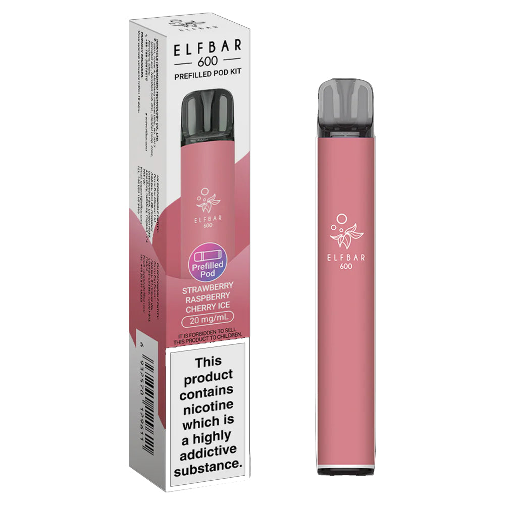 Elf Bar 600 - Prefilled Pod Device - Strawberry Raspberry Cherry Ice