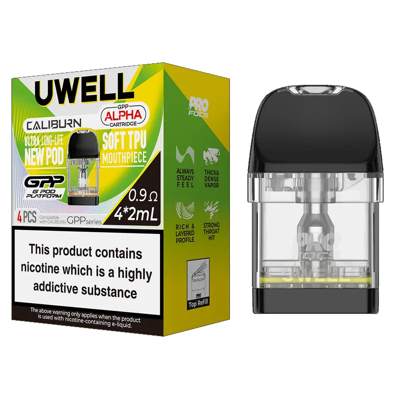 Uwell Caliburn GPP Alpha - 0.9ohm 3ml Replacement Pods x 4 (Pack)