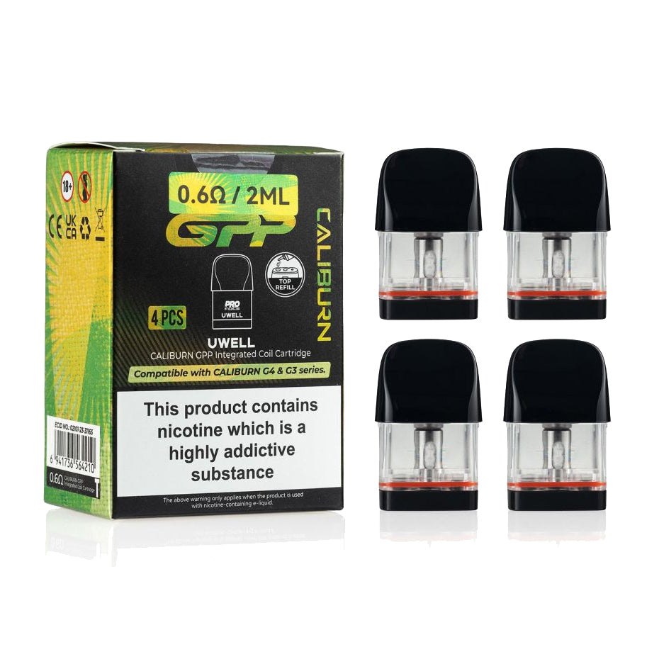 Uwell Caliburn GPP 3ml Replacement Pods x 4 (Pack) Uwell Caliburn GPP 3ml Replacement Pods x 4 (Pack)