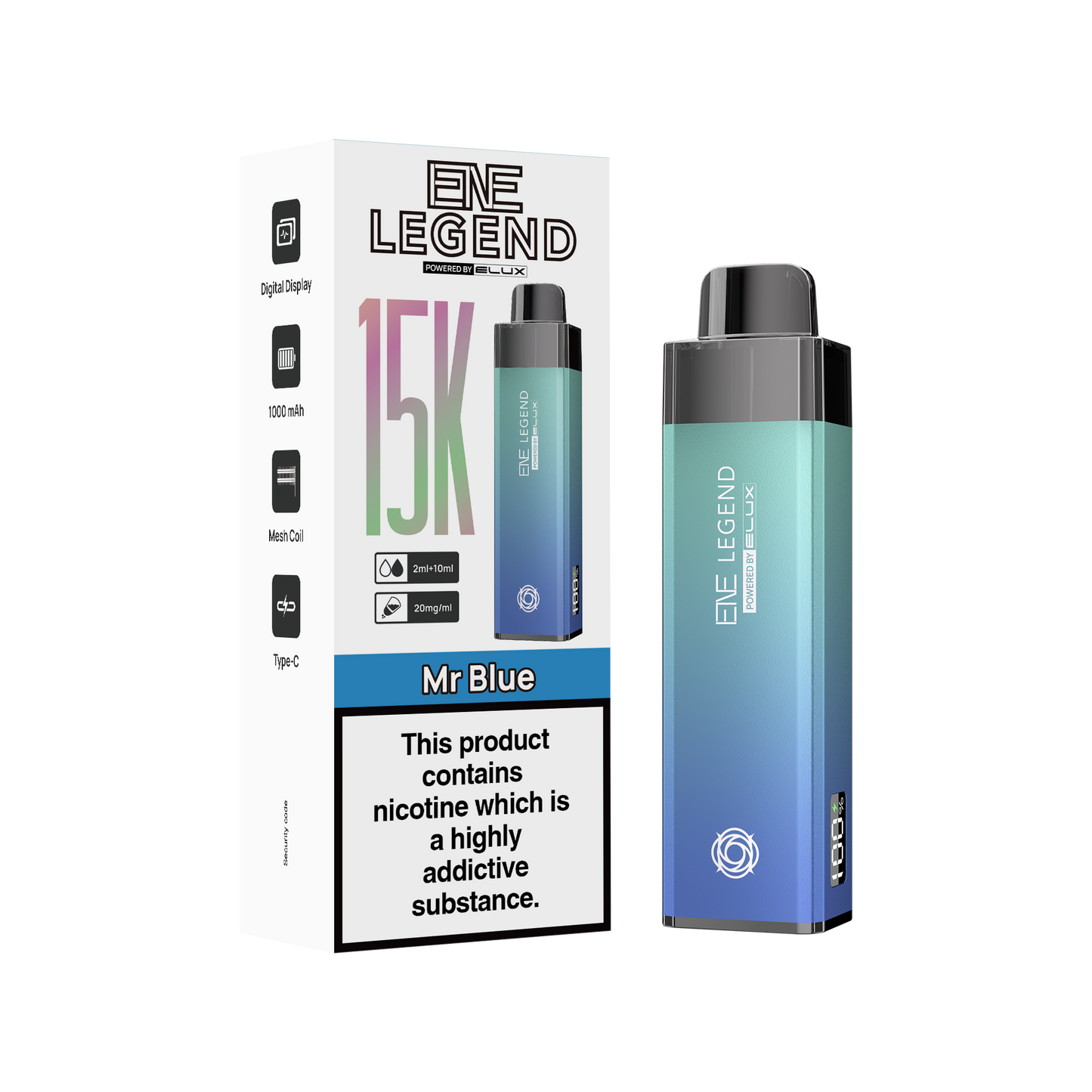 ELUX ENE Legend 15k - Rechargeable Replacement Pod Device - Mr Blue