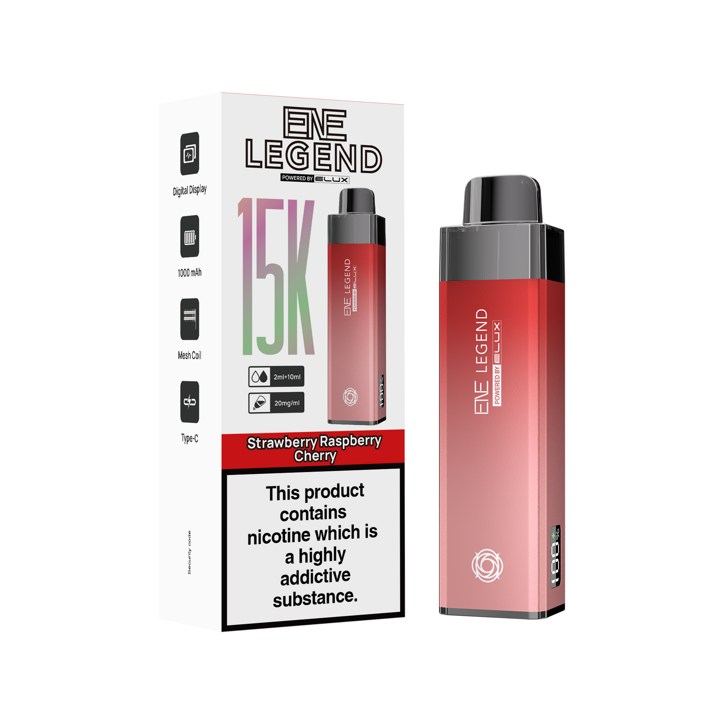 ELUX ENE Legend 15k - Rechargeable Replacement Pod Device - Strawberry Raspberry Cherry