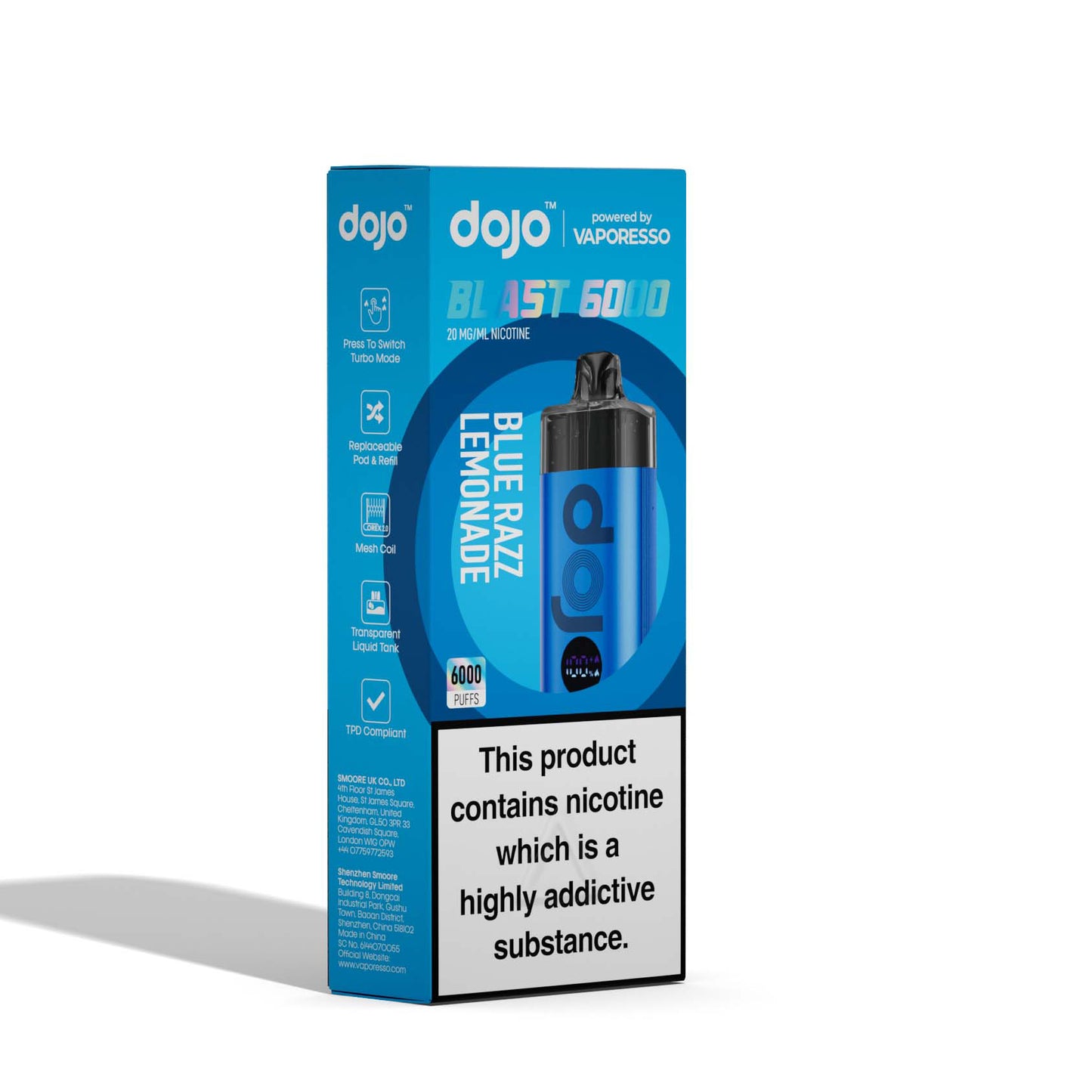 Vaporesso DOJO Blast 6000 - Rechargeable Disposable Pod Device - Blue Razz Lemonade