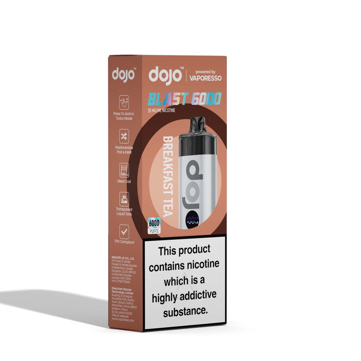Vaporesso DOJO Blast 6000 - Rechargeable Disposable Pod Device - Breakfast Tea
