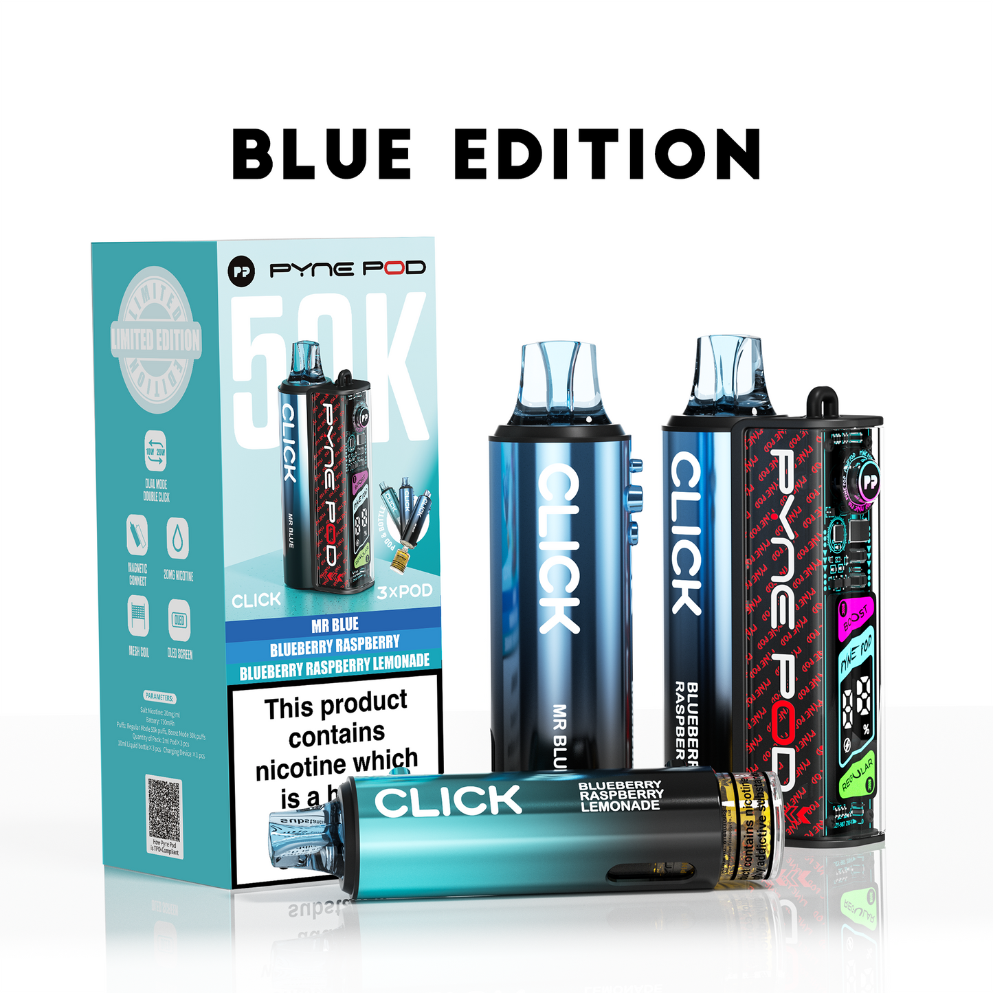 Pyne Pod Click 50K - Replacement Pod Device - Blue Edition