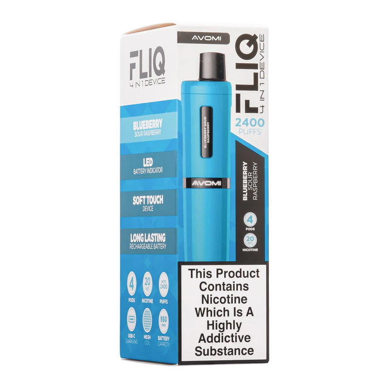 Avomi Fliq - 2400 Puff Rechargeable Disposable - Blueberry Sour Raspberry