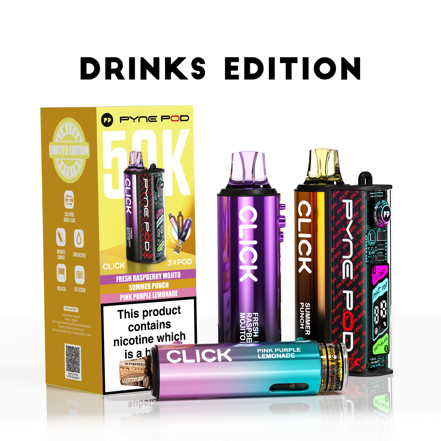 Pyne Pod Click 50K - Replacement Pod Device - Drinks Edition