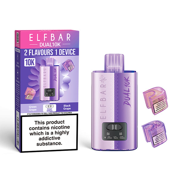 Elfbar Dual 10k - Rechargeable Disposable Pod Device - Grape Edition