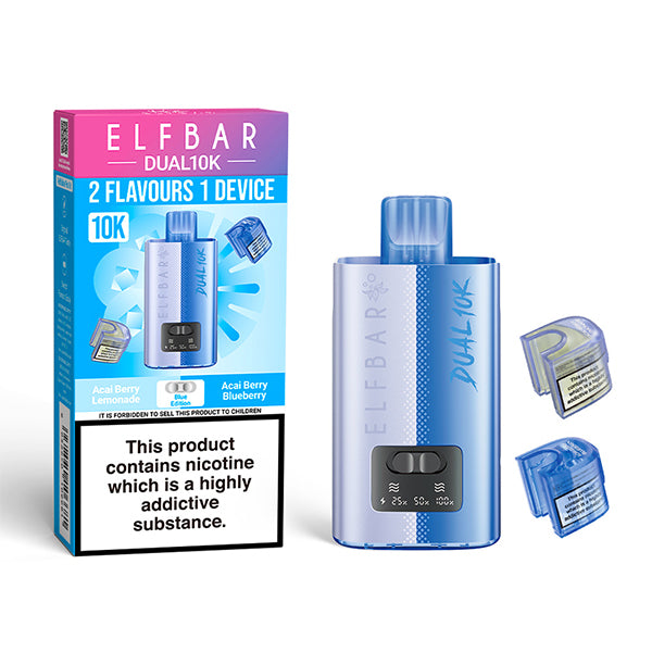 Elfbar Dual 10k - Rechargeable Disposable Pod Device - Blue Edition