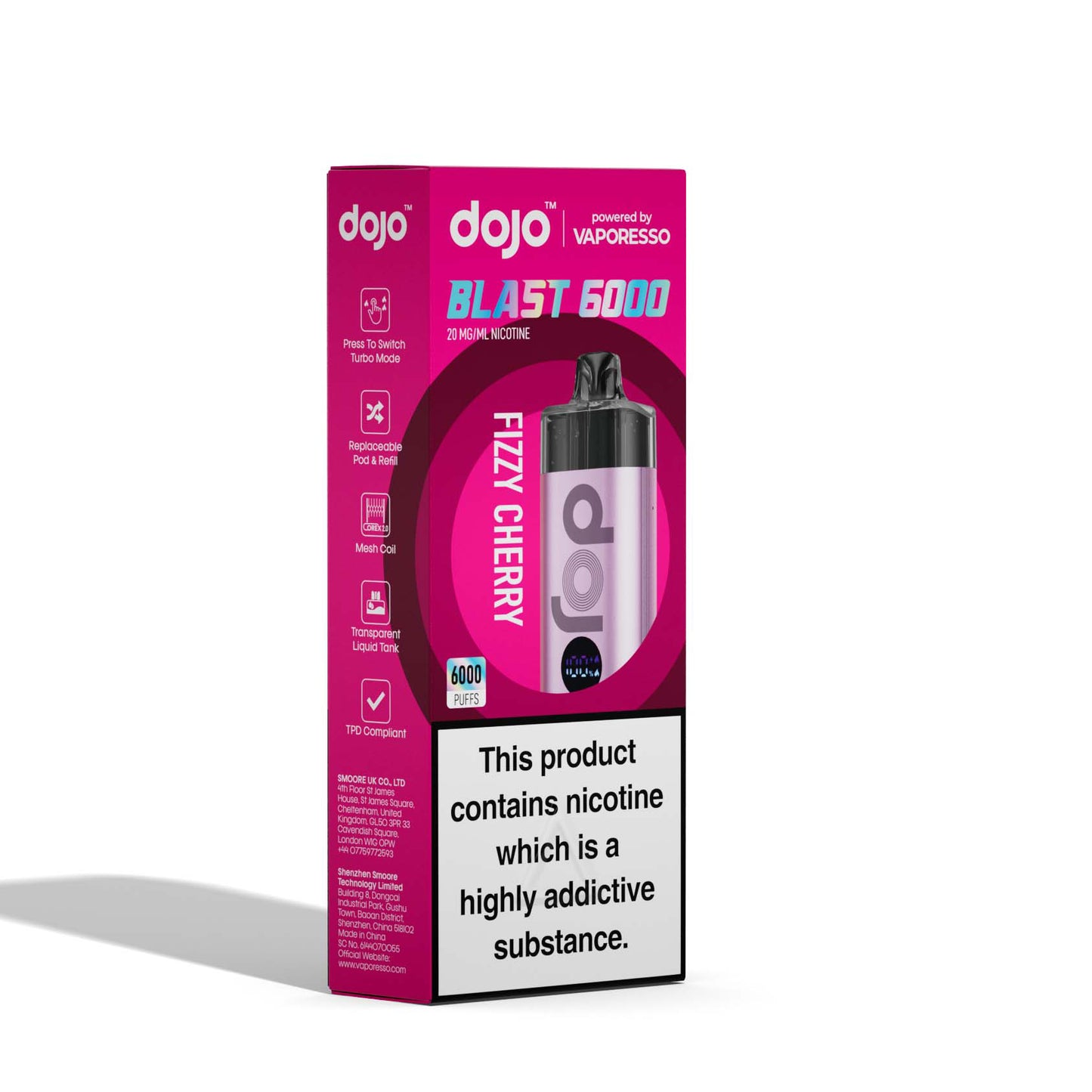 Vaporesso DOJO Blast 6000 - Rechargeable Disposable Pod Device - Fizzy Cherry