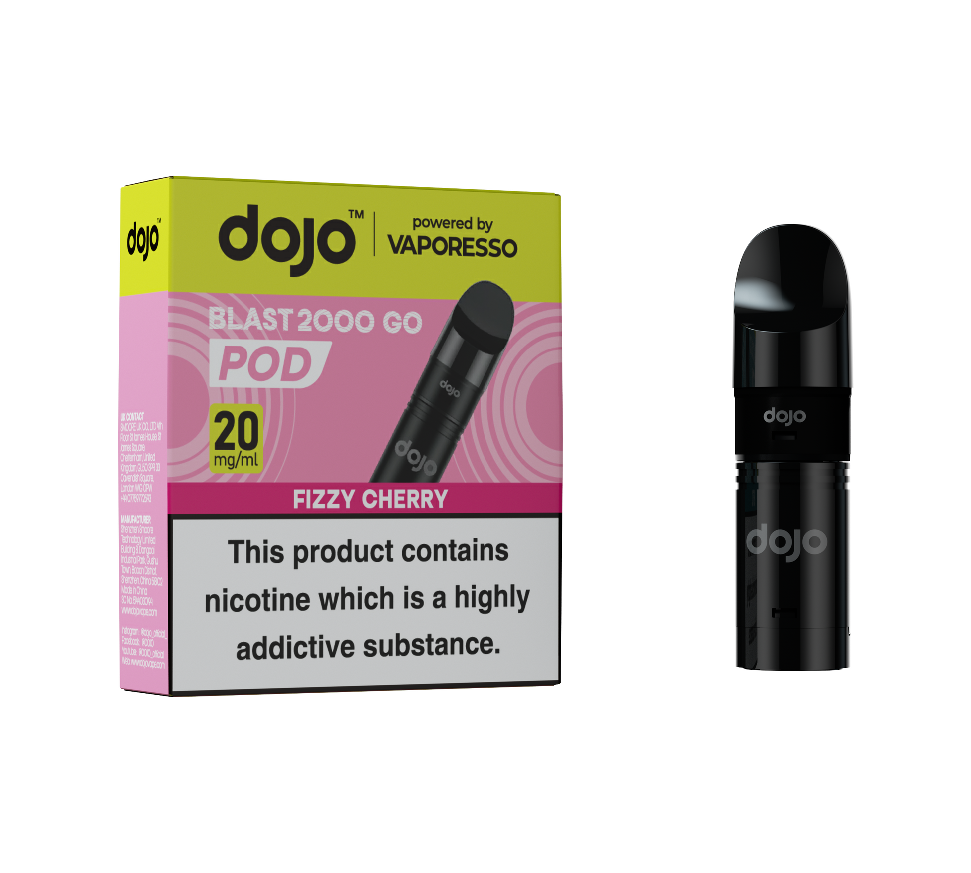 Vaporesso DOJO Blast 2000 Go - Replacement Pods - Fizzy Cherry - Ubervape