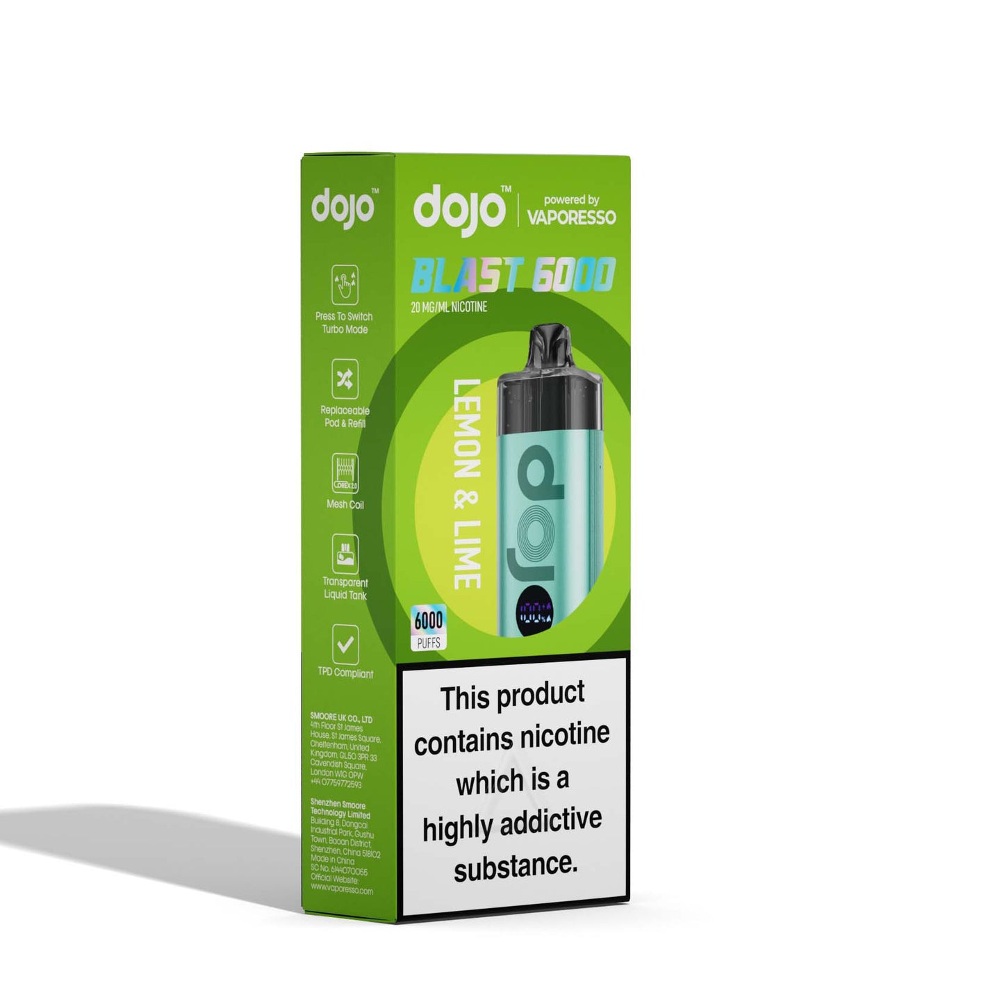 Vaporesso DOJO Blast 6000 - Rechargeable Disposable Pod Device - Lemon & Lime