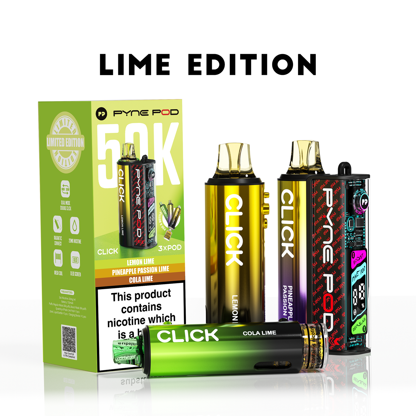 Pyne Pod Click 50K - Replacement Pod Device - Lime Edition