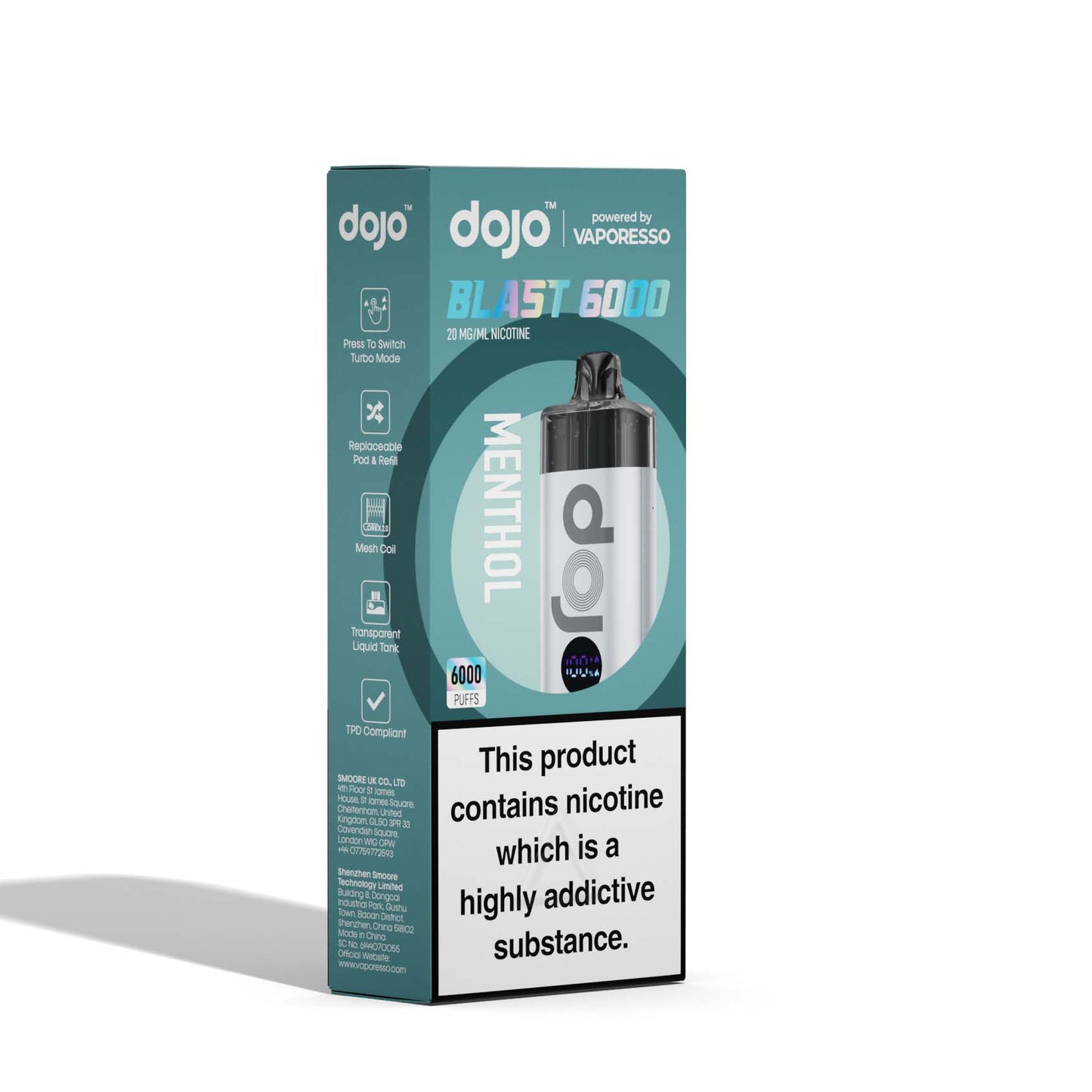 Vaporesso DOJO Blast 6000 - Rechargeable Disposable Pod Device - Menthol