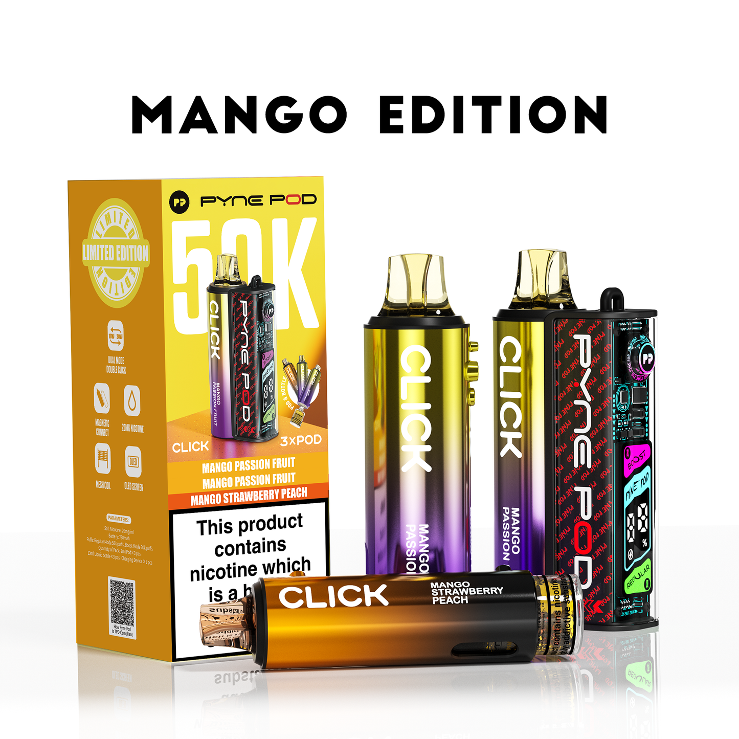 Pyne Pod Click 50K - Replacement Pod Device - Mango Edition