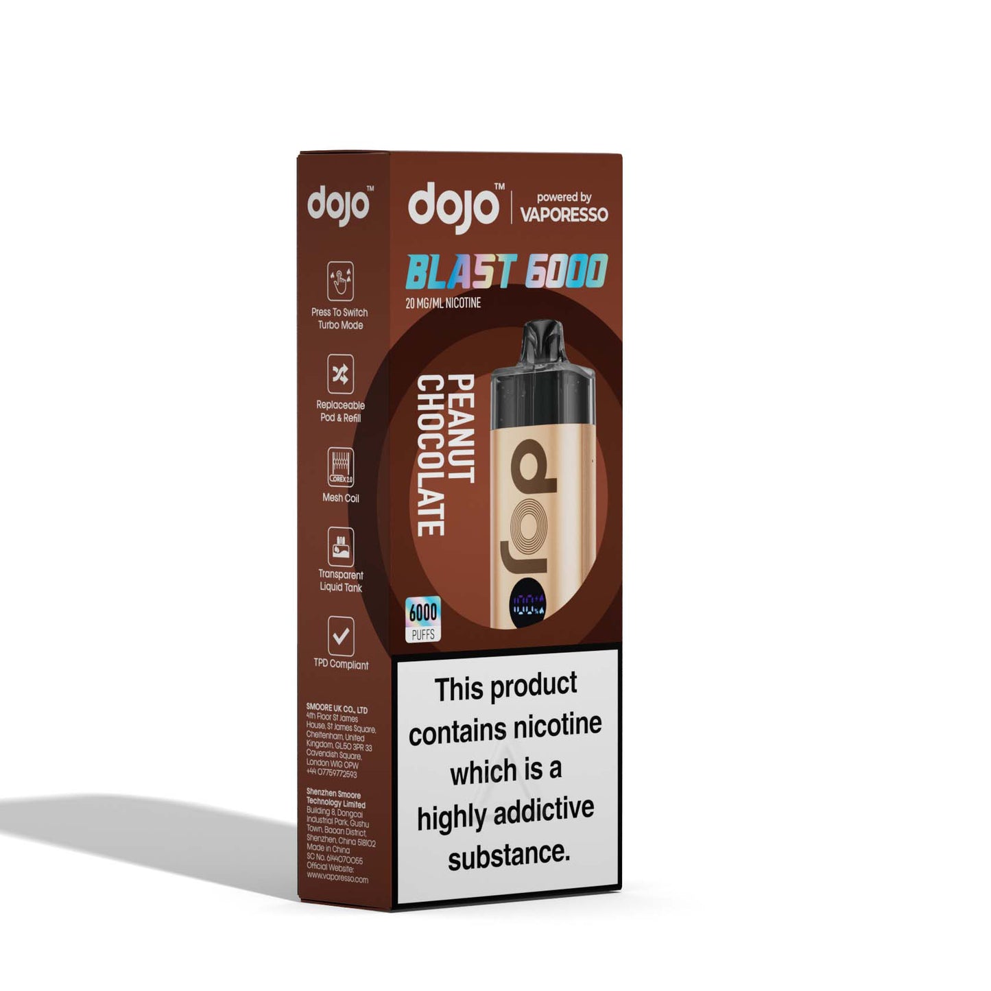 Vaporesso DOJO Blast 6000 - Rechargeable Disposable Pod Device - Peanut Chocolate