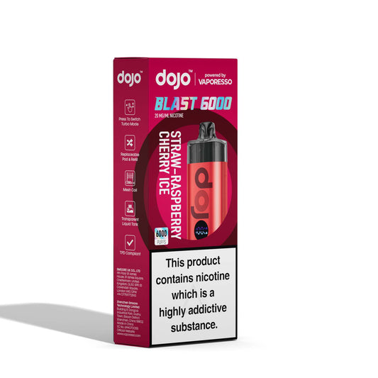 Vaporesso DOJO Blast 6000 - Rechargeable Disposable Pod Device - Straw-Raspberry Cherry Ice