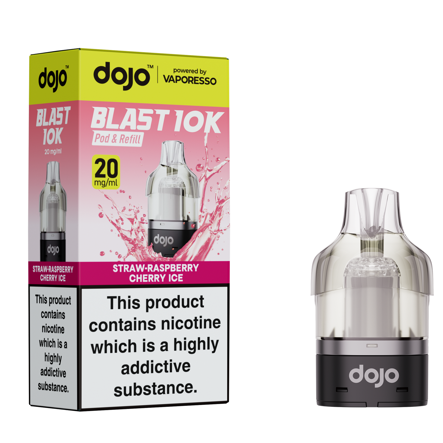 Vaporesso DOJO Blast 10K - Pod & Refill 10ml - Straw-Raspberry Cherry Ice