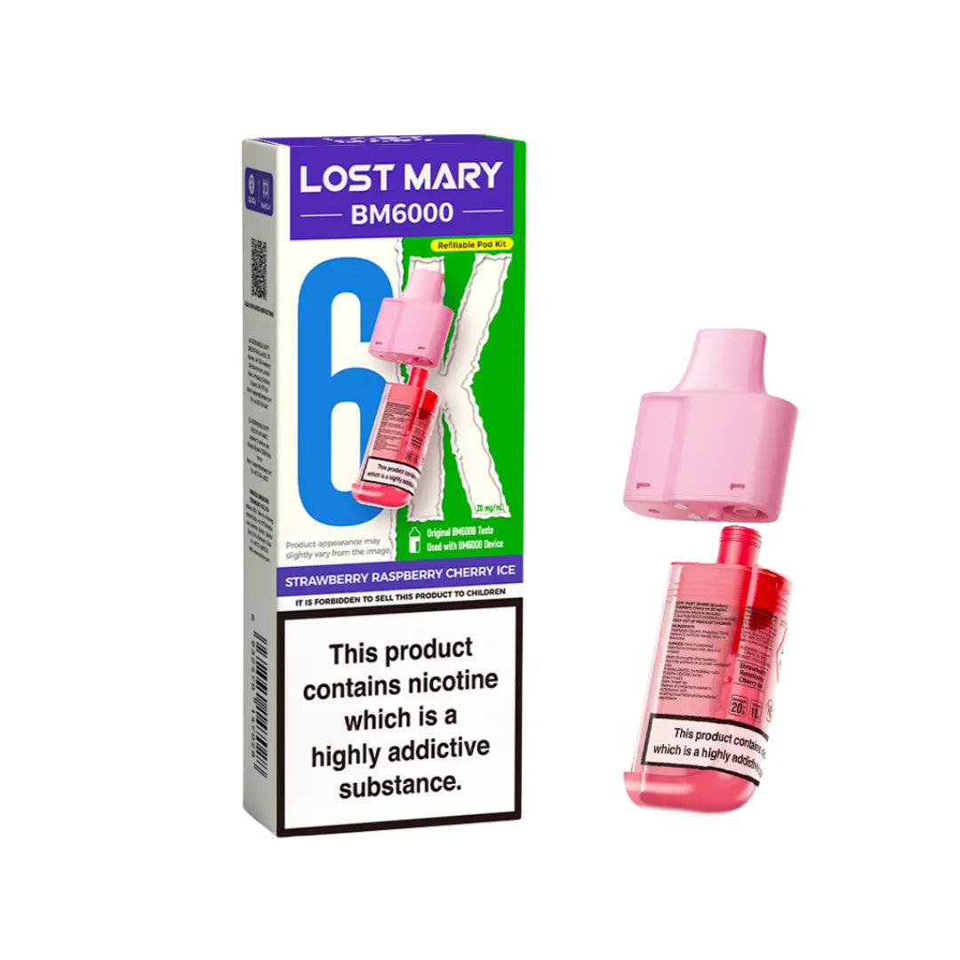Lost Mary BM6000 - Replacement Pods - Strawberry Raspberry Cherry Ice