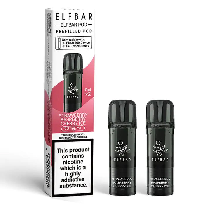 Elf Bar 600 - Prefilled Pods - Strawberry Raspberry Cherry Ice x 2 (Pack)